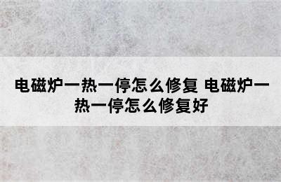 电磁炉一热一停怎么修复 电磁炉一热一停怎么修复好